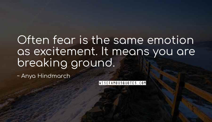 Anya Hindmarch Quotes: Often fear is the same emotion as excitement. It means you are breaking ground.