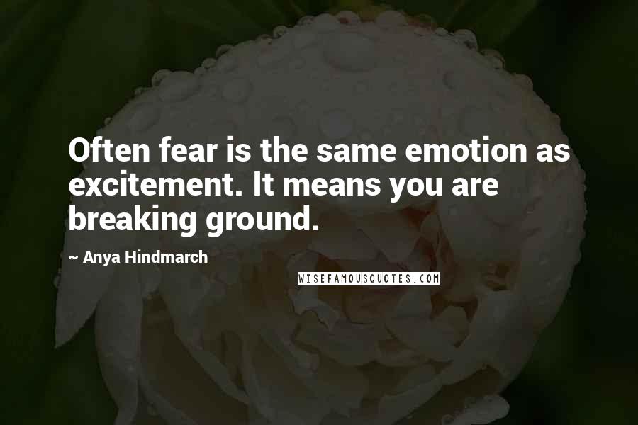 Anya Hindmarch Quotes: Often fear is the same emotion as excitement. It means you are breaking ground.