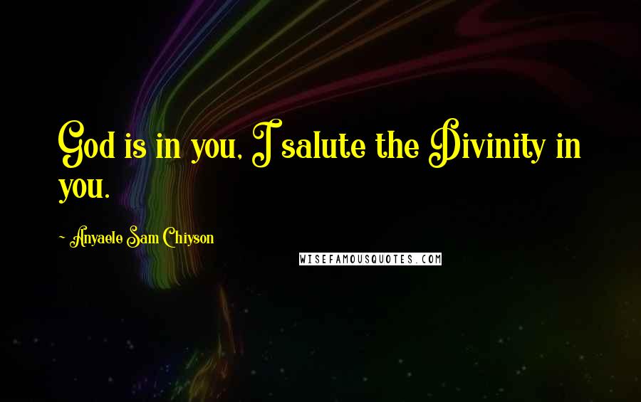 Anyaele Sam Chiyson Quotes: God is in you, I salute the Divinity in you.