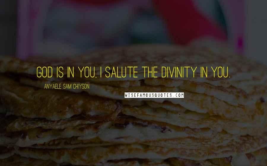 Anyaele Sam Chiyson Quotes: God is in you, I salute the Divinity in you.