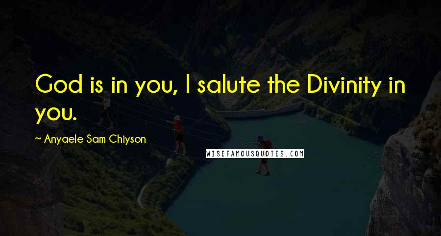 Anyaele Sam Chiyson Quotes: God is in you, I salute the Divinity in you.