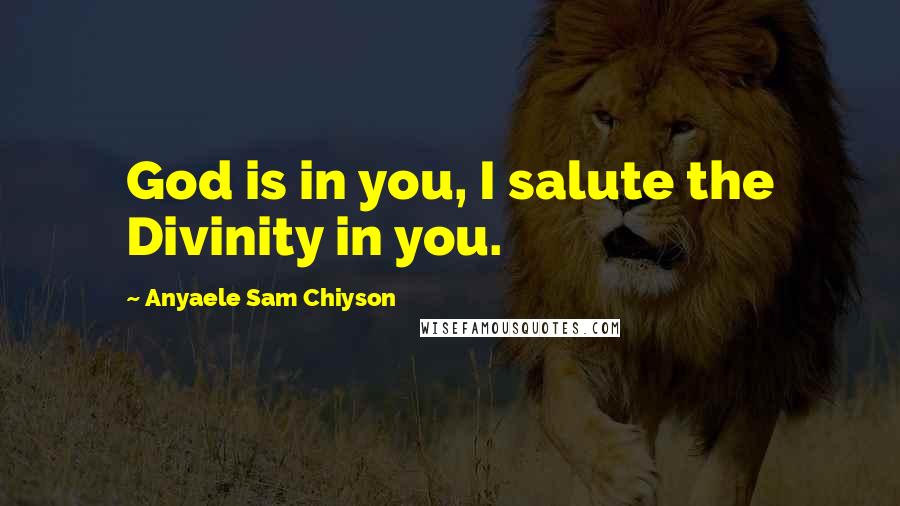 Anyaele Sam Chiyson Quotes: God is in you, I salute the Divinity in you.