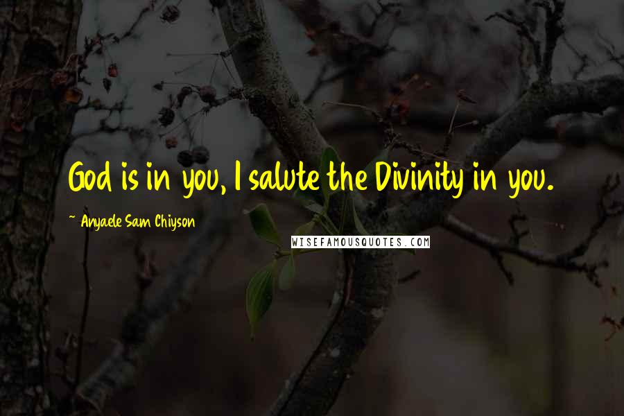 Anyaele Sam Chiyson Quotes: God is in you, I salute the Divinity in you.