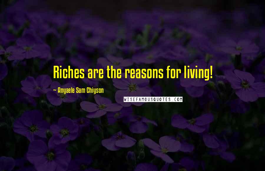 Anyaele Sam Chiyson Quotes: Riches are the reasons for living!