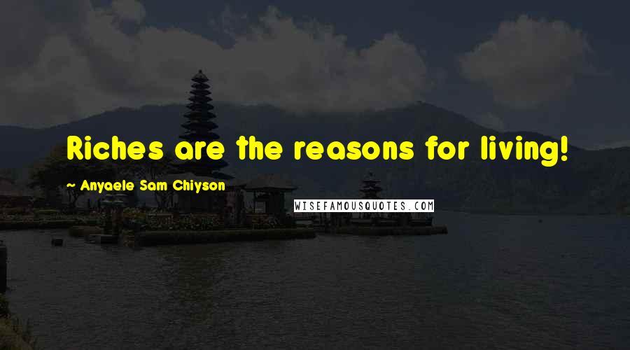 Anyaele Sam Chiyson Quotes: Riches are the reasons for living!