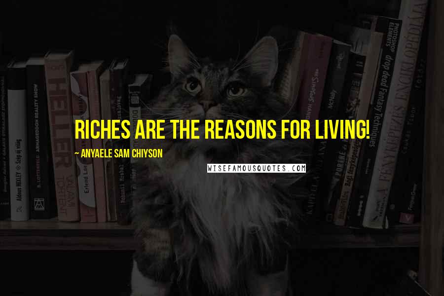 Anyaele Sam Chiyson Quotes: Riches are the reasons for living!