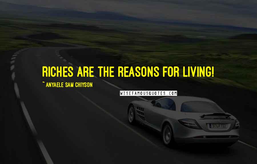 Anyaele Sam Chiyson Quotes: Riches are the reasons for living!