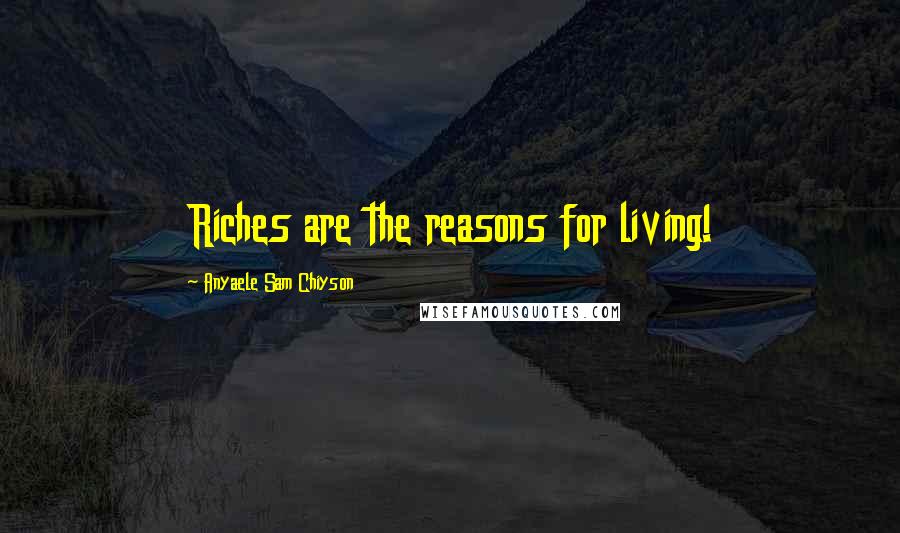 Anyaele Sam Chiyson Quotes: Riches are the reasons for living!