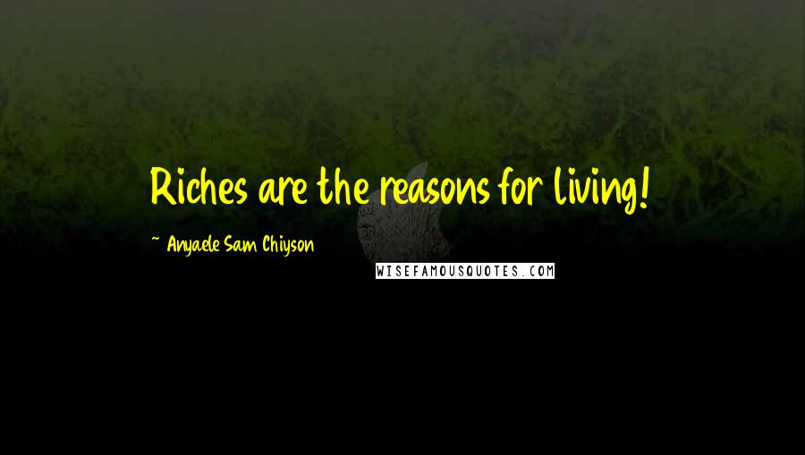 Anyaele Sam Chiyson Quotes: Riches are the reasons for living!