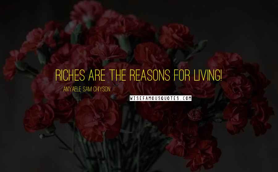 Anyaele Sam Chiyson Quotes: Riches are the reasons for living!