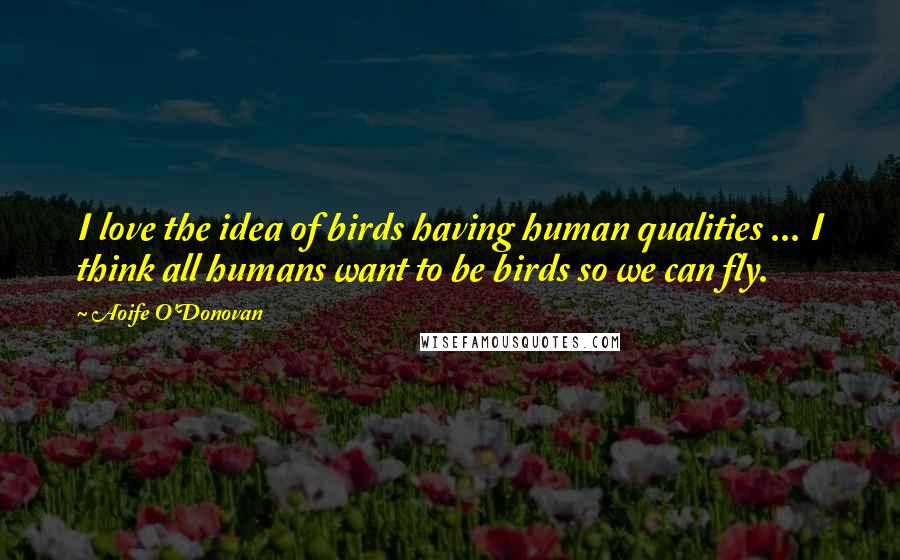 Aoife O'Donovan Quotes: I love the idea of birds having human qualities ... I think all humans want to be birds so we can fly.