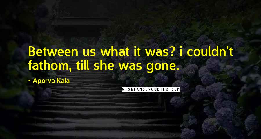 Aporva Kala Quotes: Between us what it was? i couldn't fathom, till she was gone.