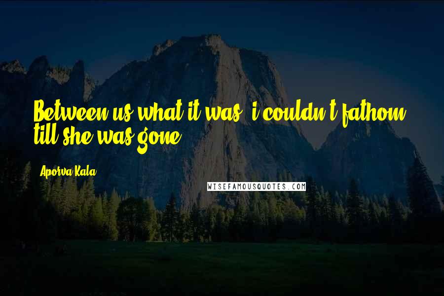 Aporva Kala Quotes: Between us what it was? i couldn't fathom, till she was gone.