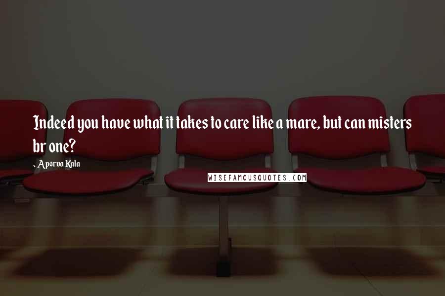 Aporva Kala Quotes: Indeed you have what it takes to care like a mare, but can misters br one?