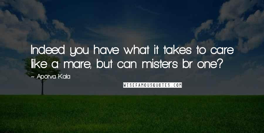 Aporva Kala Quotes: Indeed you have what it takes to care like a mare, but can misters br one?