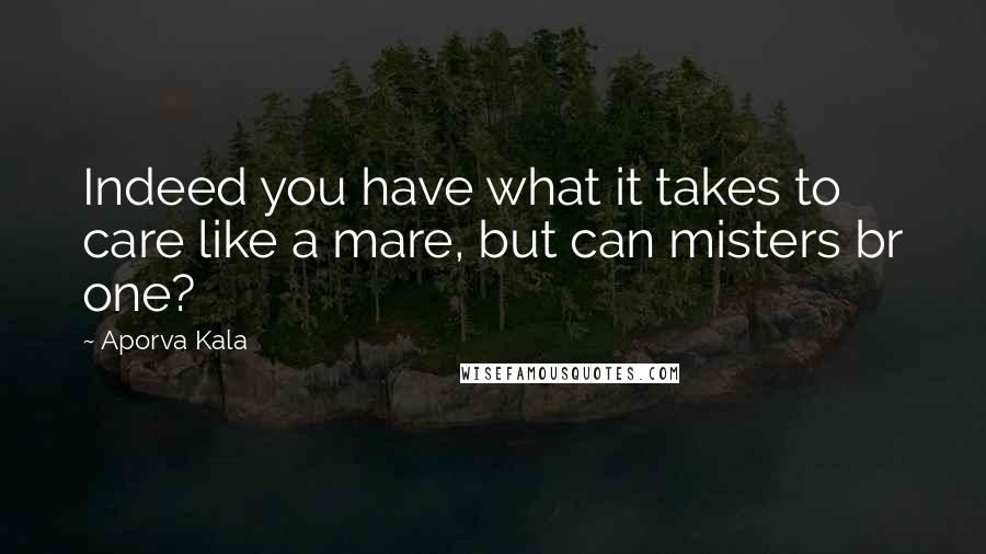 Aporva Kala Quotes: Indeed you have what it takes to care like a mare, but can misters br one?