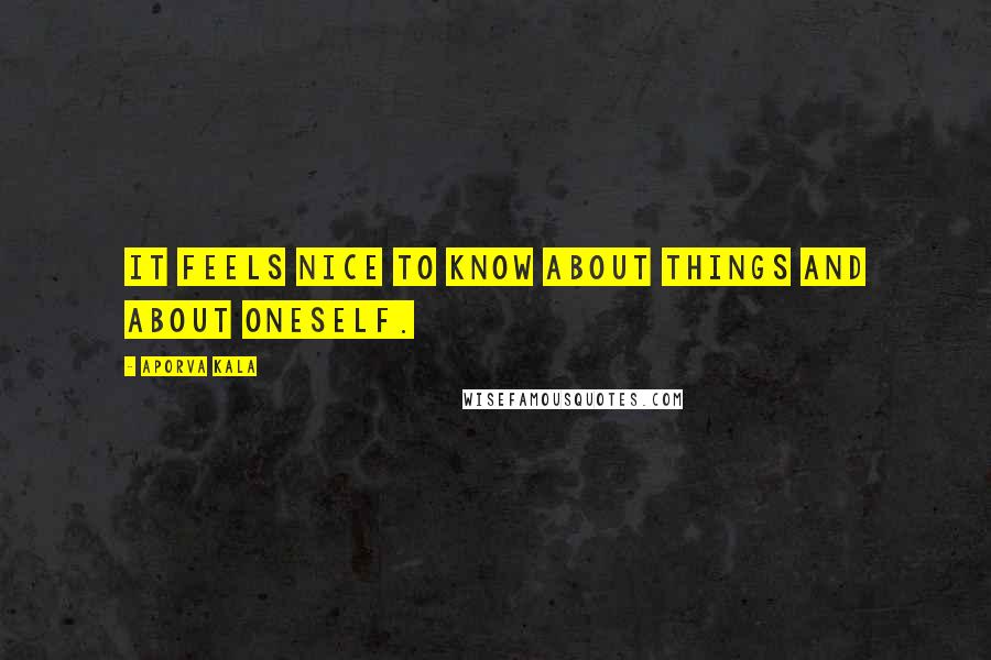 Aporva Kala Quotes: It feels nice to know about things and about oneself.