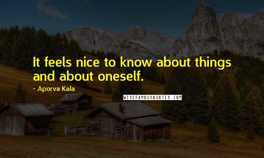 Aporva Kala Quotes: It feels nice to know about things and about oneself.