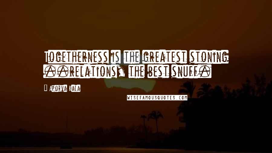 Aporva Kala Quotes: Togetherness is the greatest stoning ..relations, the best snuff.