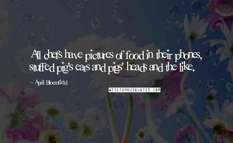April Bloomfield Quotes: All chefs have pictures of food in their phones, stuffed pig's ears and pigs' heads and the like.