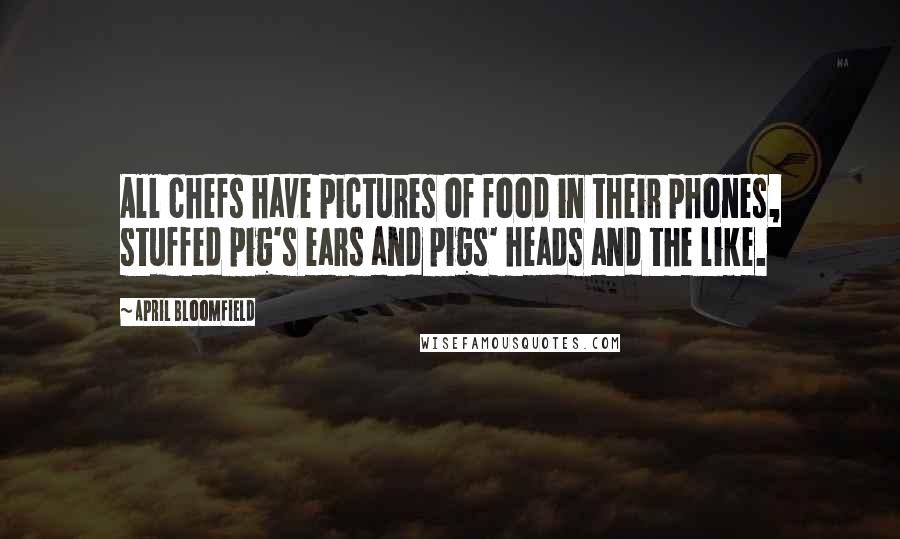 April Bloomfield Quotes: All chefs have pictures of food in their phones, stuffed pig's ears and pigs' heads and the like.