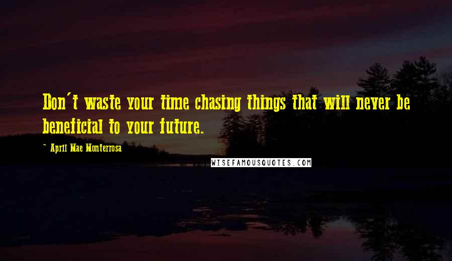 April Mae Monterrosa Quotes: Don't waste your time chasing things that will never be beneficial to your future.