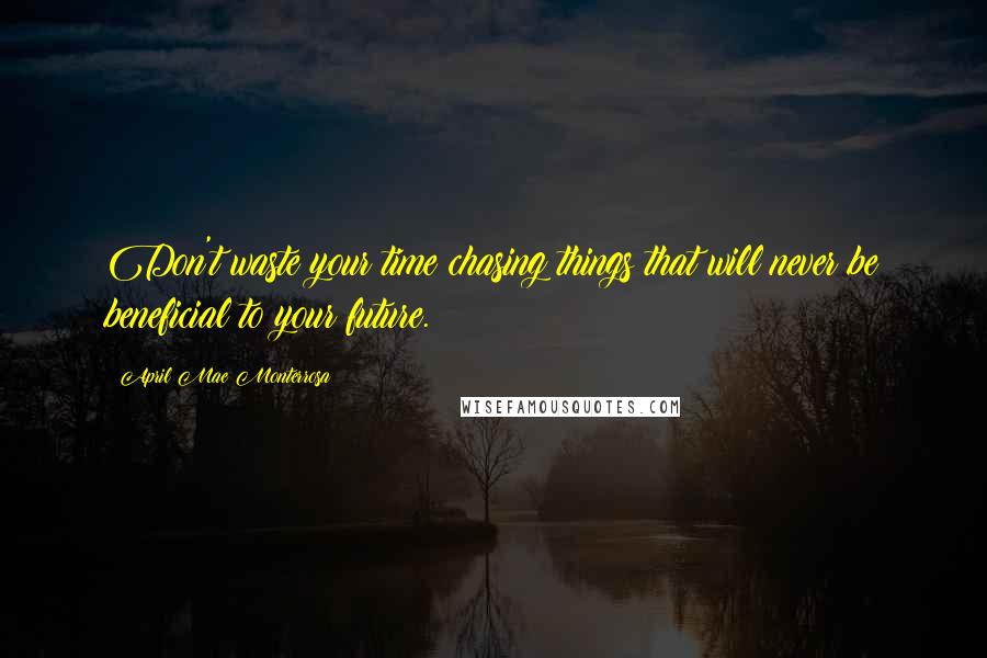 April Mae Monterrosa Quotes: Don't waste your time chasing things that will never be beneficial to your future.