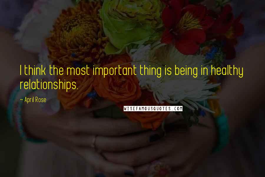 April Rose Quotes: I think the most important thing is being in healthy relationships.