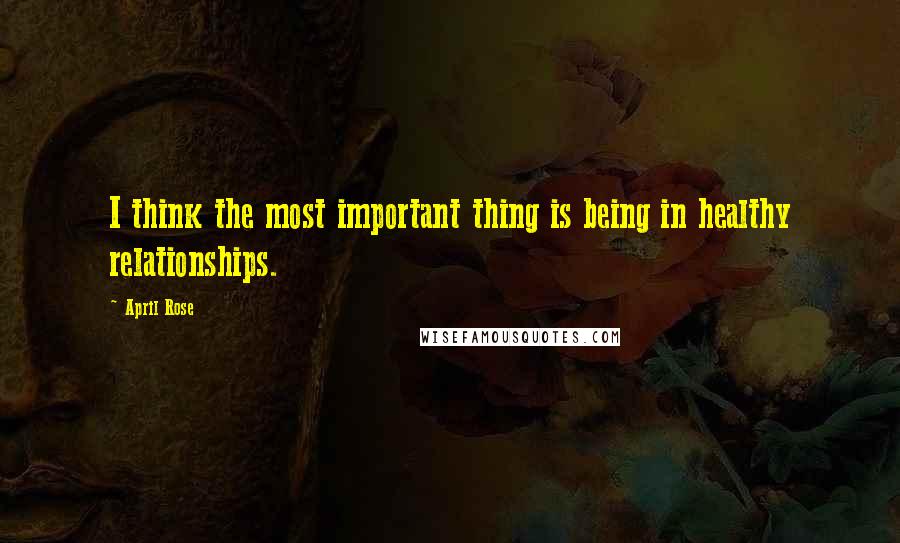 April Rose Quotes: I think the most important thing is being in healthy relationships.