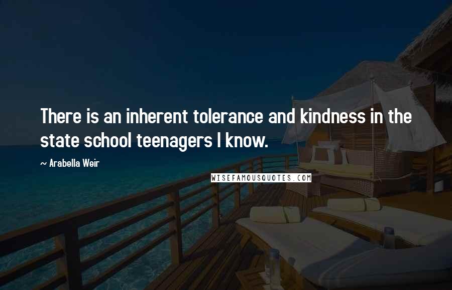 Arabella Weir Quotes: There is an inherent tolerance and kindness in the state school teenagers I know.