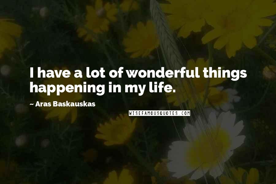 Aras Baskauskas Quotes: I have a lot of wonderful things happening in my life.