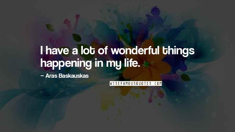 Aras Baskauskas Quotes: I have a lot of wonderful things happening in my life.