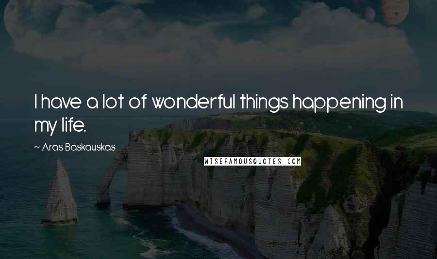 Aras Baskauskas Quotes: I have a lot of wonderful things happening in my life.