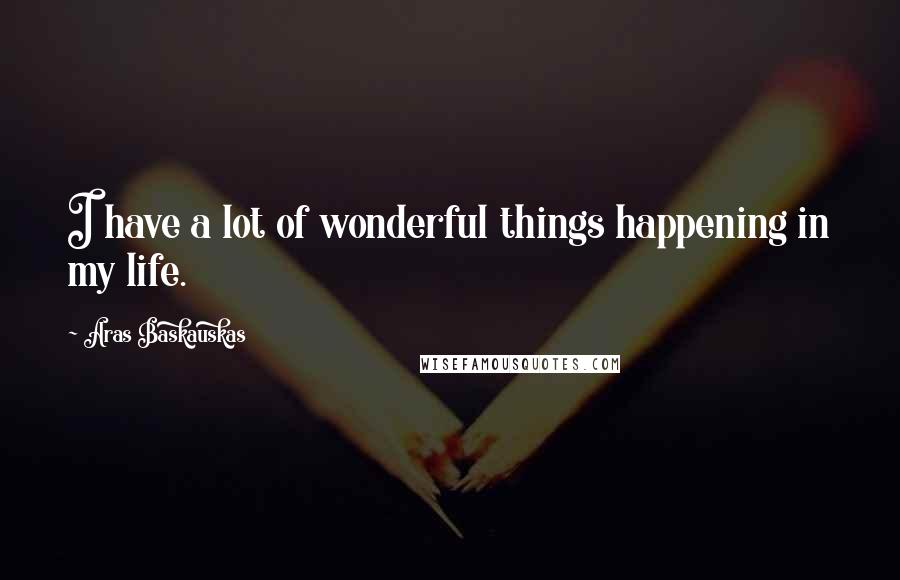 Aras Baskauskas Quotes: I have a lot of wonderful things happening in my life.