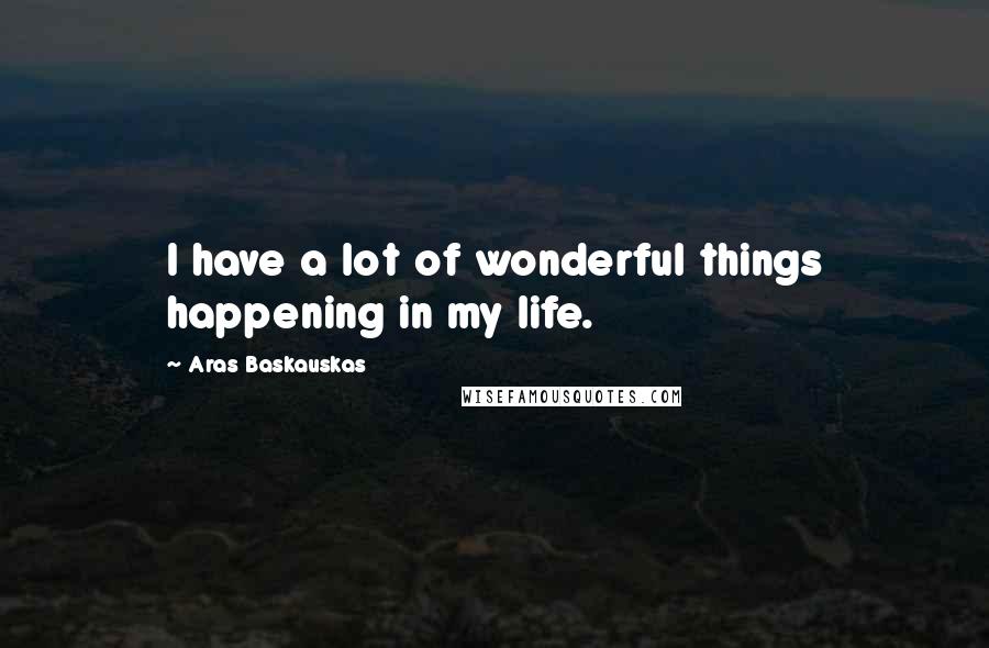 Aras Baskauskas Quotes: I have a lot of wonderful things happening in my life.