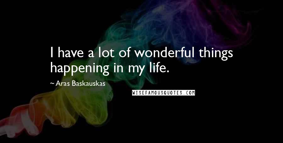 Aras Baskauskas Quotes: I have a lot of wonderful things happening in my life.