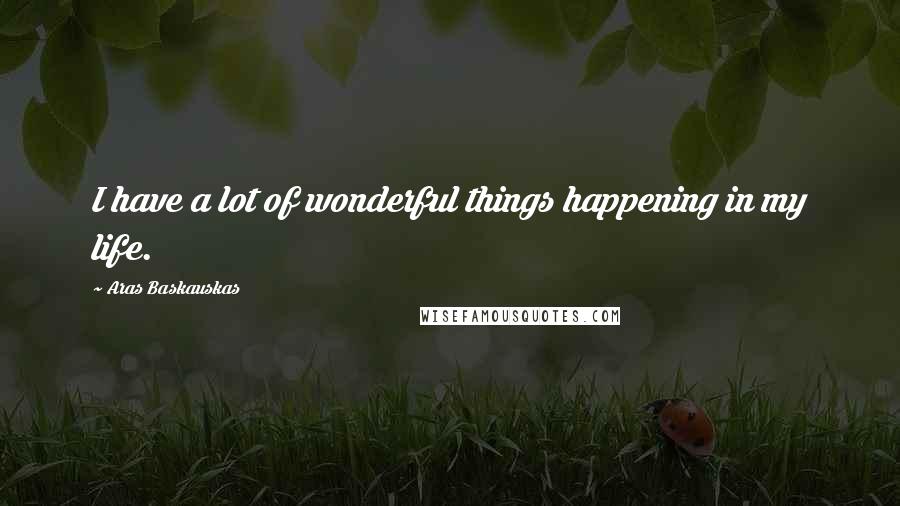 Aras Baskauskas Quotes: I have a lot of wonderful things happening in my life.