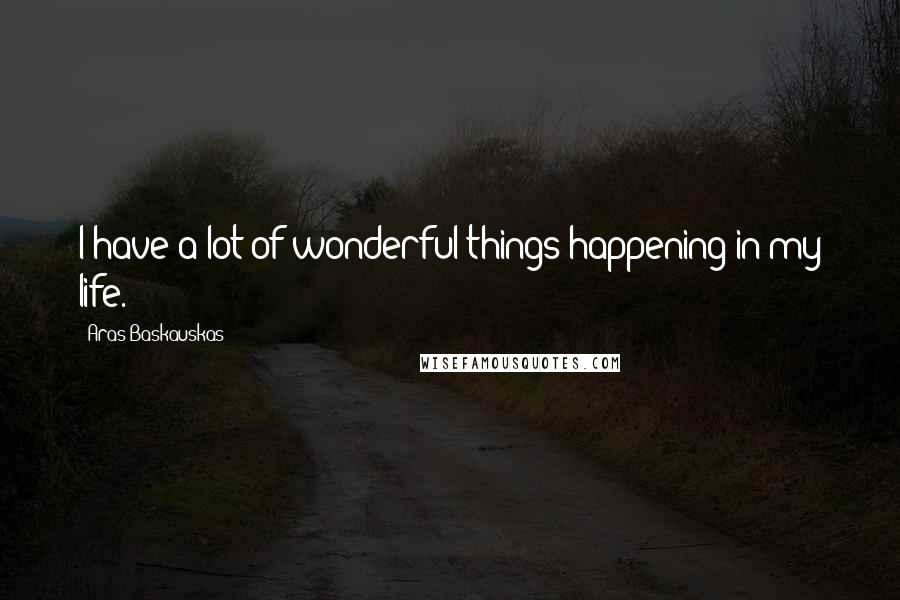 Aras Baskauskas Quotes: I have a lot of wonderful things happening in my life.