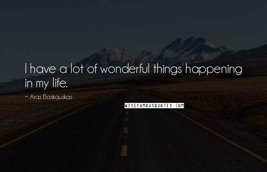 Aras Baskauskas Quotes: I have a lot of wonderful things happening in my life.