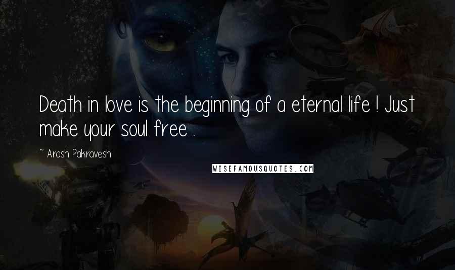 Arash Pakravesh Quotes: Death in love is the beginning of a eternal life ! Just make your soul free .