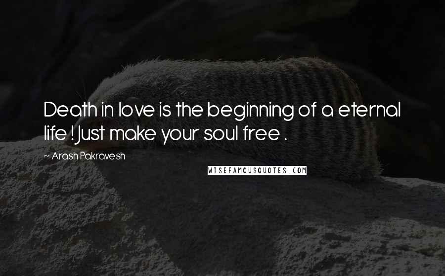 Arash Pakravesh Quotes: Death in love is the beginning of a eternal life ! Just make your soul free .