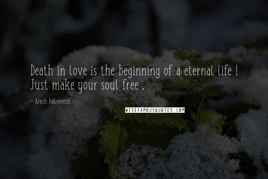 Arash Pakravesh Quotes: Death in love is the beginning of a eternal life ! Just make your soul free .