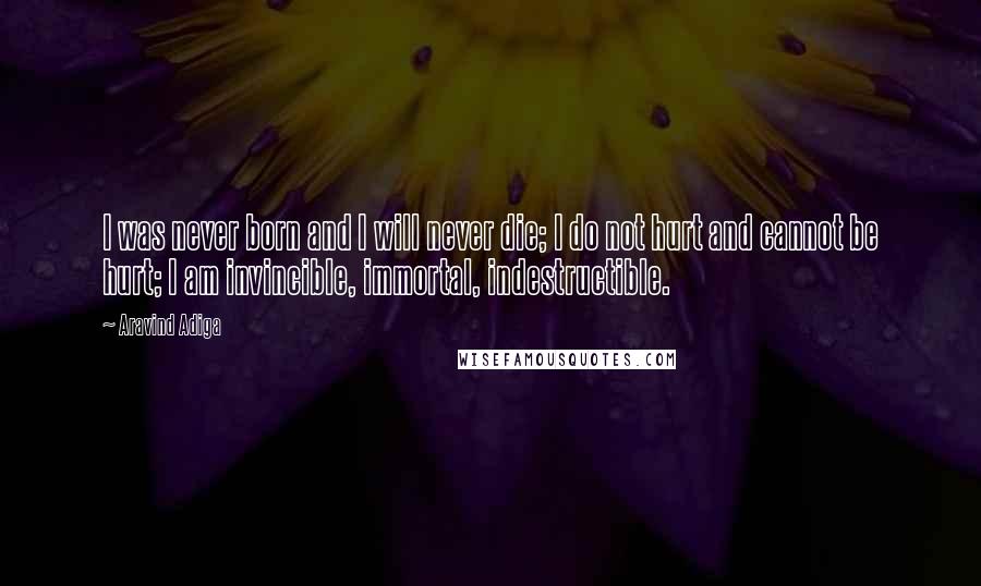 Aravind Adiga Quotes: I was never born and I will never die; I do not hurt and cannot be hurt; I am invincible, immortal, indestructible.