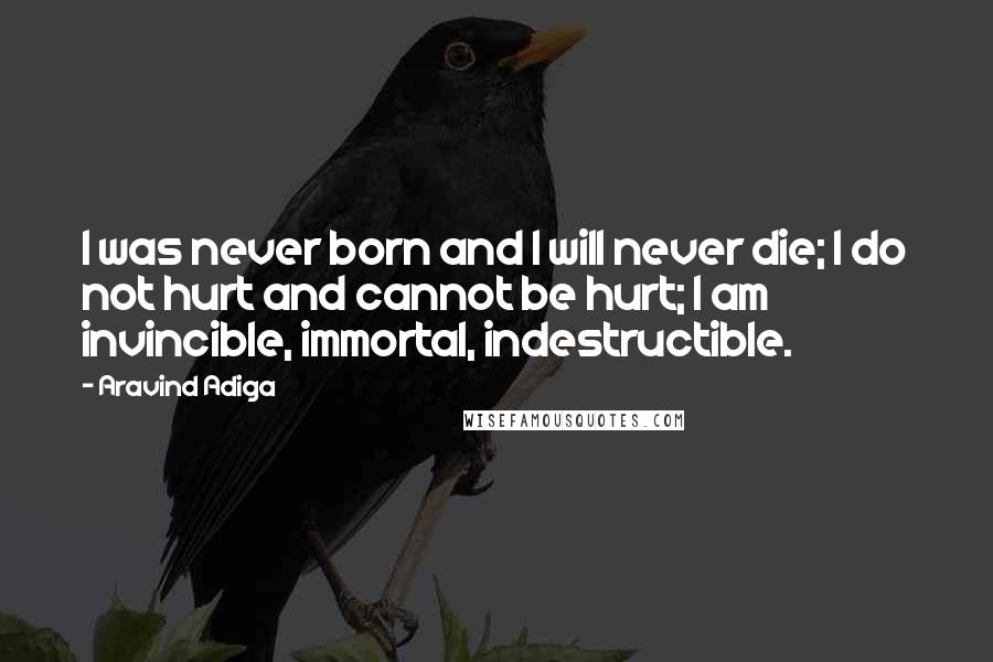Aravind Adiga Quotes: I was never born and I will never die; I do not hurt and cannot be hurt; I am invincible, immortal, indestructible.