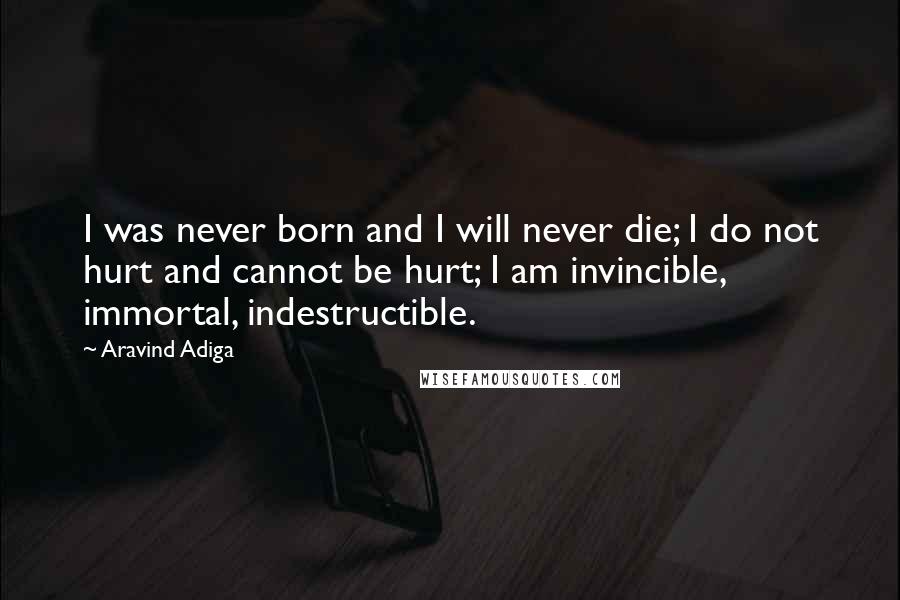 Aravind Adiga Quotes: I was never born and I will never die; I do not hurt and cannot be hurt; I am invincible, immortal, indestructible.
