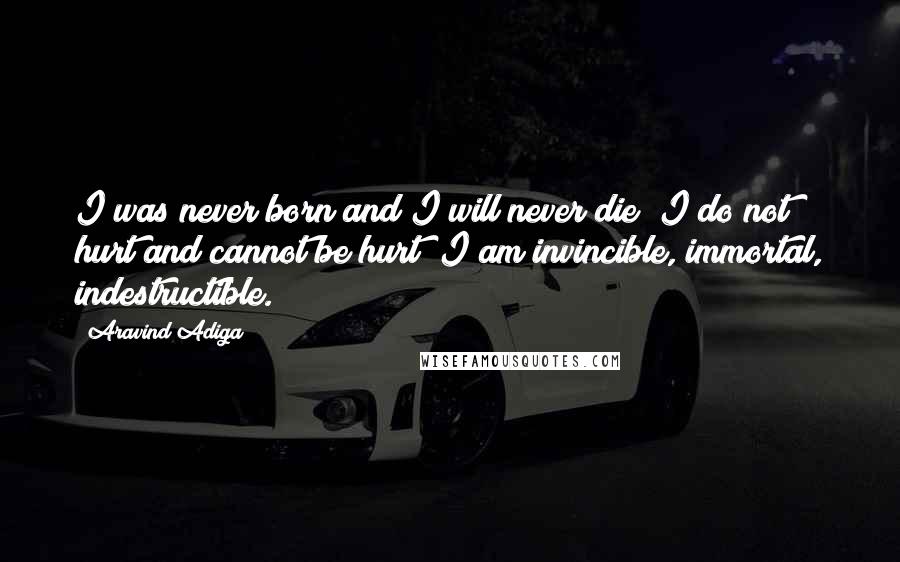 Aravind Adiga Quotes: I was never born and I will never die; I do not hurt and cannot be hurt; I am invincible, immortal, indestructible.