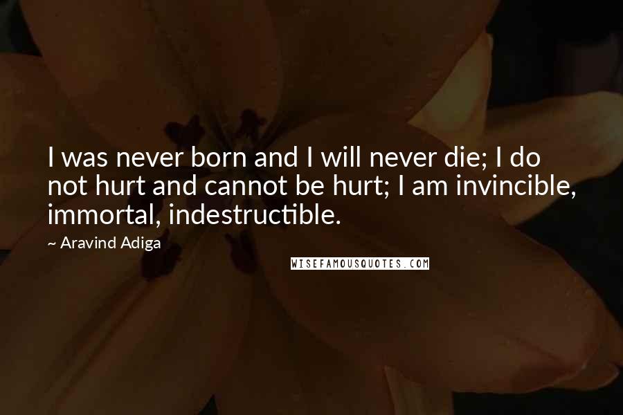 Aravind Adiga Quotes: I was never born and I will never die; I do not hurt and cannot be hurt; I am invincible, immortal, indestructible.
