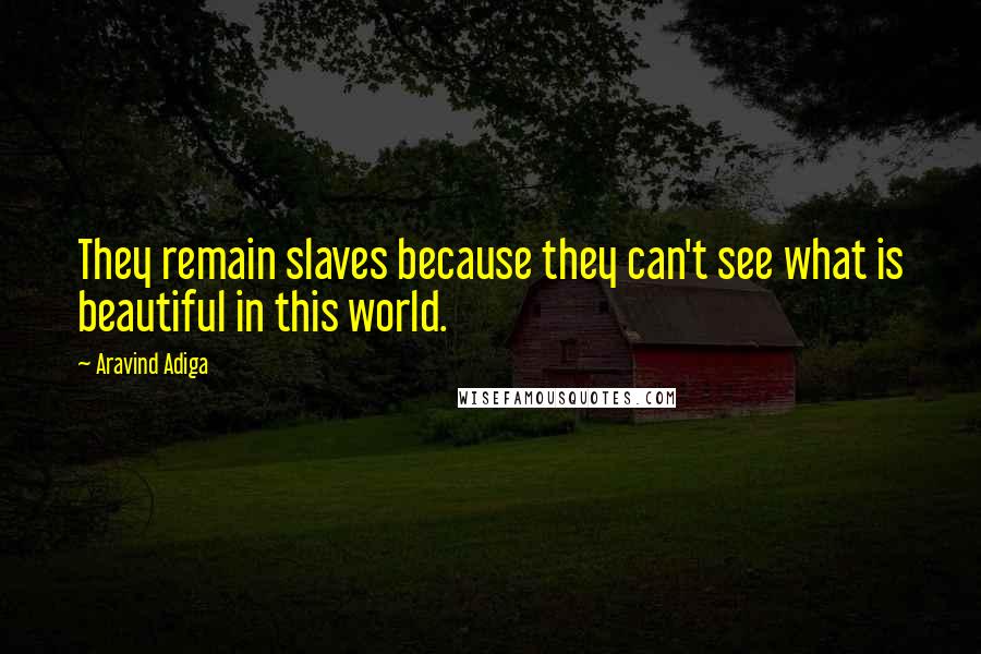 Aravind Adiga Quotes: They remain slaves because they can't see what is beautiful in this world.