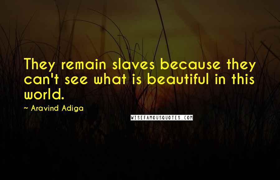 Aravind Adiga Quotes: They remain slaves because they can't see what is beautiful in this world.