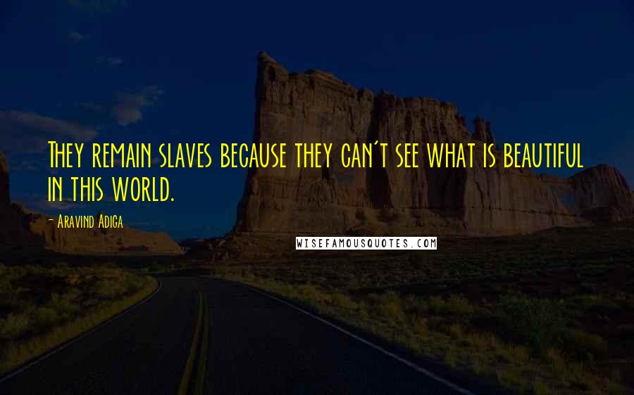 Aravind Adiga Quotes: They remain slaves because they can't see what is beautiful in this world.